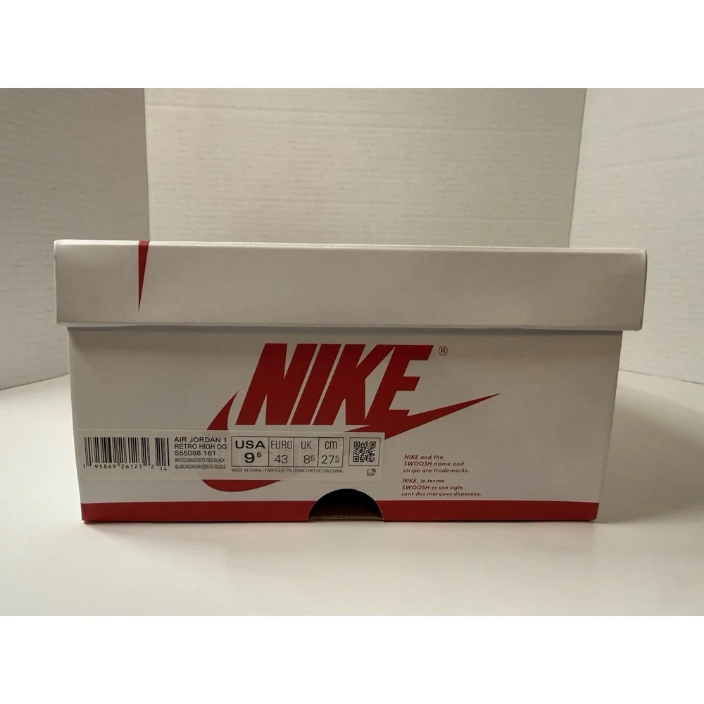 New Air Jordan 1 Retro High OG Heritage White/Red/Black 555088-161 Men's 9.5
